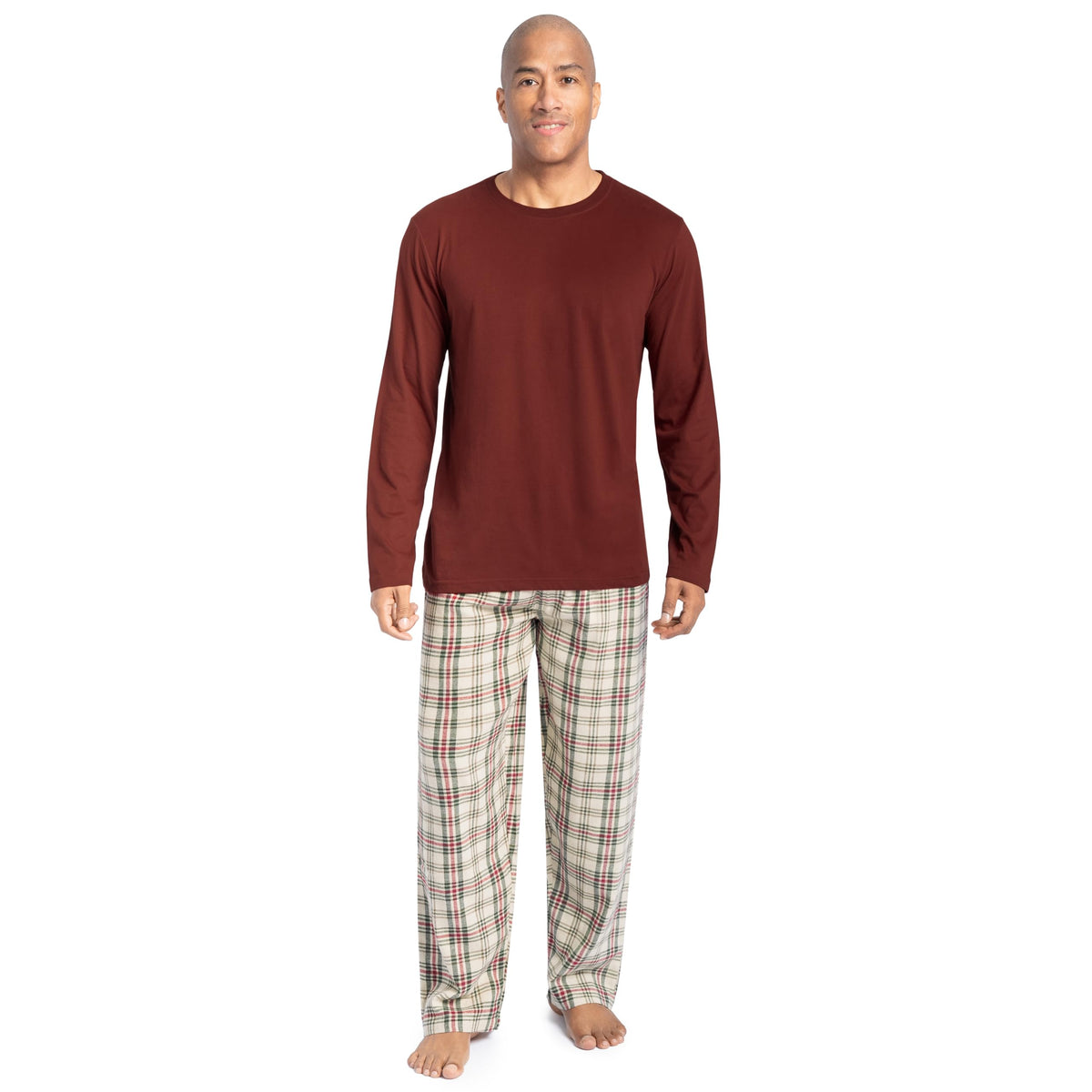 Fruit of the Loom Men's Jersey Knit Top and Flannel Pant Pajama Sleep Set