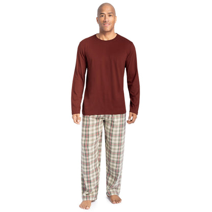 Fruit of the Loom Men's Jersey Knit Top and Flannel Pant Pajama Sleep Set