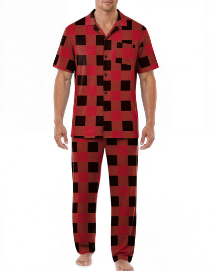 EKouear Mens Pajamas Set Button Down Short Sleeve Shirt Pjs with Long Pants
