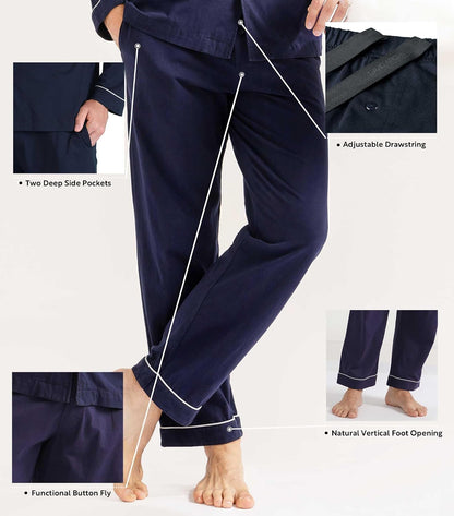 DAVID ARCHY Men's Pajama Set, Premium Combed Cotton Long Sleeve Sleepwear