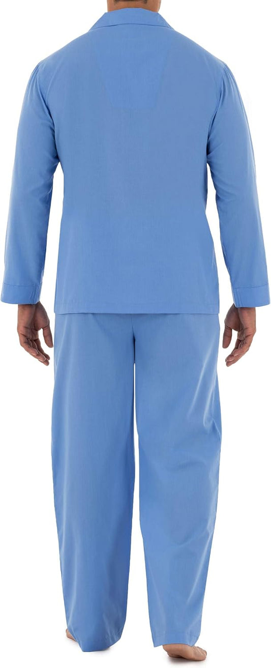 Fruit of the Loom Men's Long Sleeve Broadcloth Pajama Set