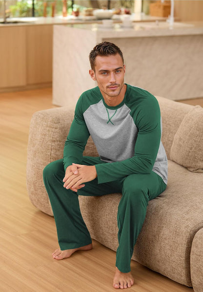 NITAGUT Men's Pajama Set Long Sleeve Sleepwear 2 Piece Loungewear