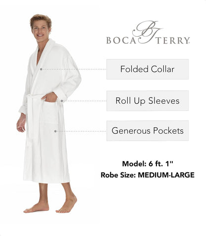 Boca Terry Men's Terry Cloth Robe, Luxury Hotel Bathrobe, 100% Cotton