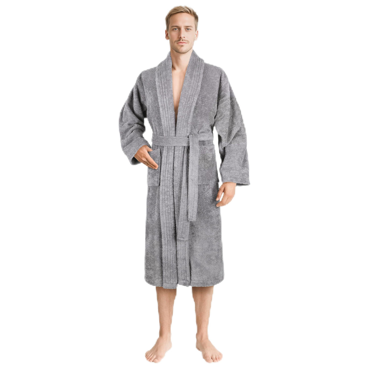 American Soft Linen Men’s 100% Cotton Terry Bathrobe – Soft, Absorbent, Quick Dry Turkish Robe for Men