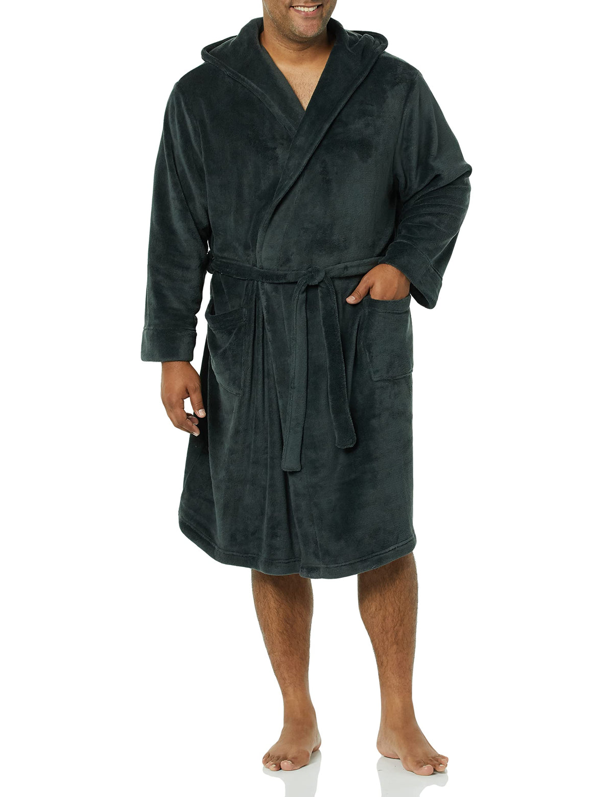 Amazon Essentials Men's Mid-Length Plush Bathrobe