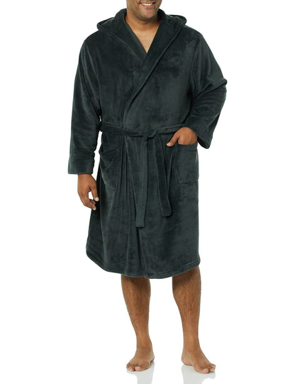 Amazon Essentials Men's Mid-Length Plush Bathrobe