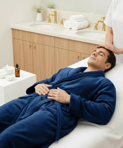Luxury Ultra Soft Mens Robe Plush Fleece Long Bathrobe