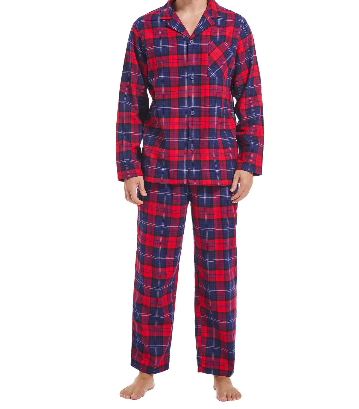 DAVID ARCHY Mens Pajamas Set Flannel Pjs Sets Cotton Pajamas for Men