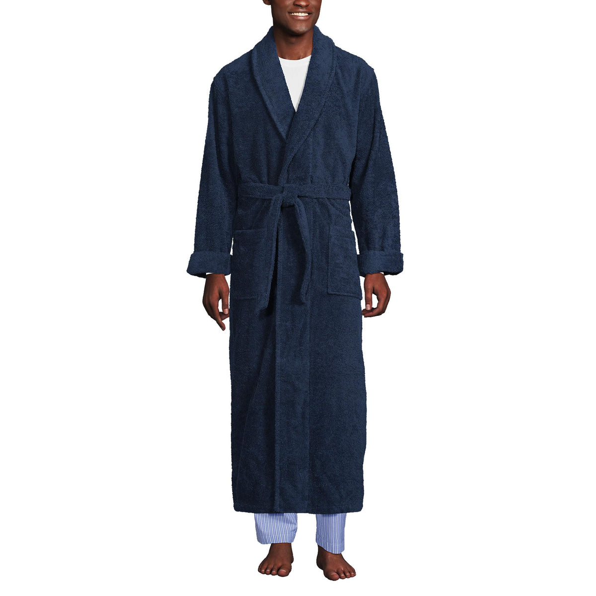 Lands' End Men's Full Length Turkish Cotton Terry Bathrobe