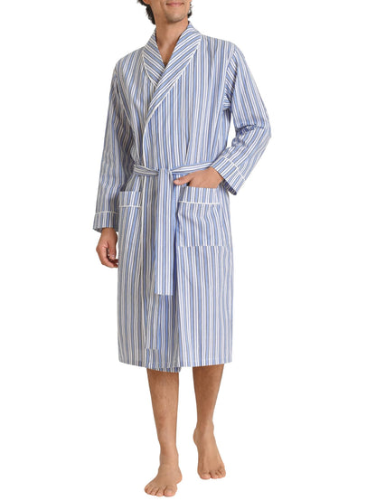 Latuza Men's Woven Cotton Robe Long Sleeves Bathrobe