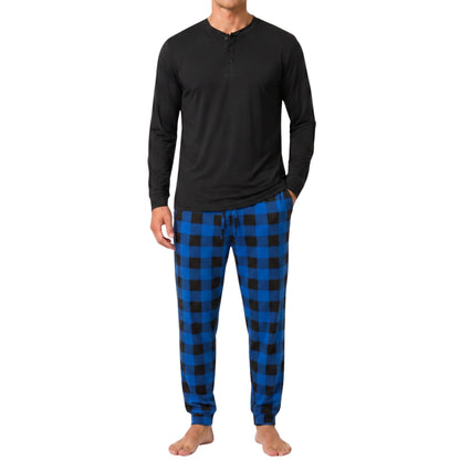 #followme Men's 2-Piece Ultra Soft Pajama Set, Long Sleeve Henley & Joggers