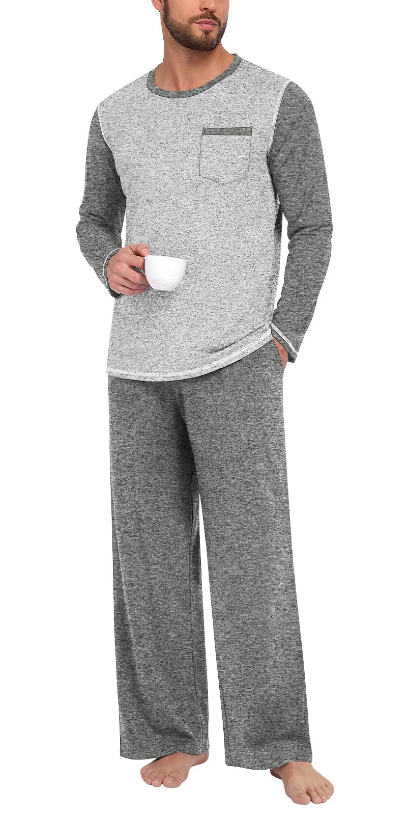 Aodemo Mens Pajamas Set 2 Piece Pjs Sleepwear Loungewear with Pocket