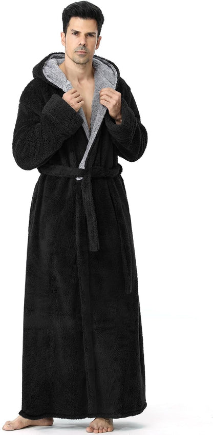 Artfasion Plush Mens Robe with Hooded: Fluffy Long Spa Bathrobe for House