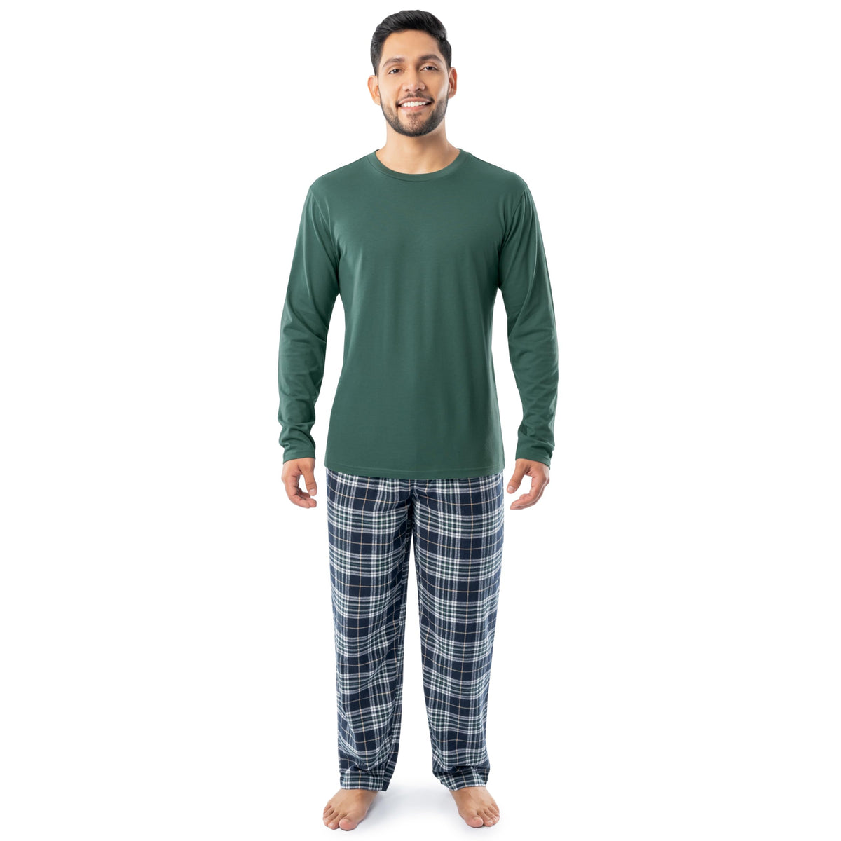 Fruit of the Loom Men's Jersey Knit Top and Flannel Pant Pajama Sleep Set