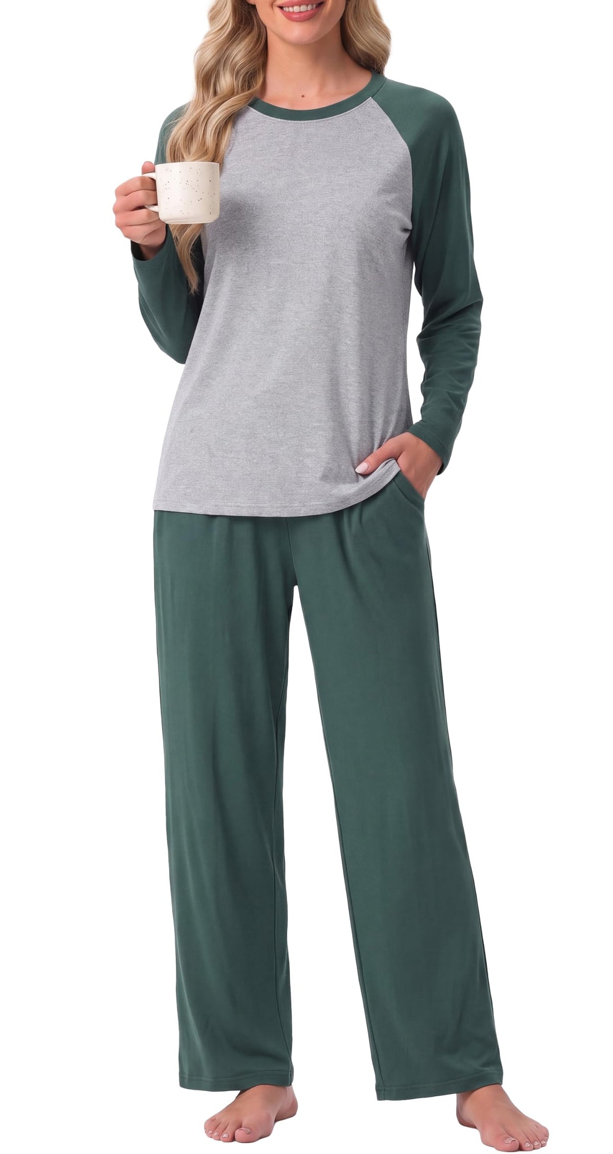 PrinStory Men's Pajama Sets Loungewear Sleepwear Pjs Lightweight Long Sleeve Shirts and Bottoms Soft Comfy Sleep Sets S-4XL