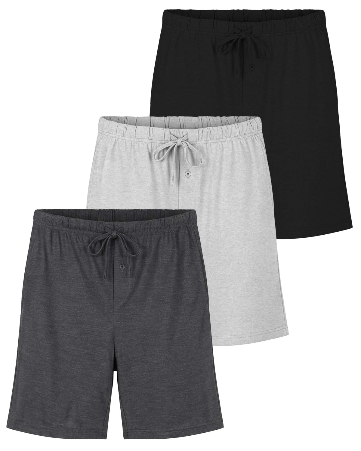 3 Pack Men's Pajama Shorts Sleep Lounge Cotton Sleepwear PJ Bottoms Pockets