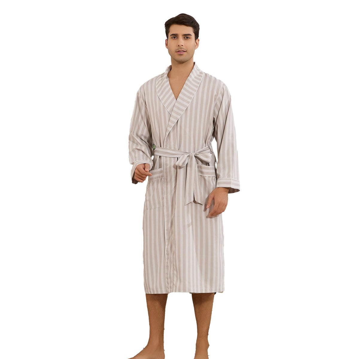 Vulcanodon Mens Robe, Lightweight Breathable Kimono Bathrobe, Soft Sleepwear