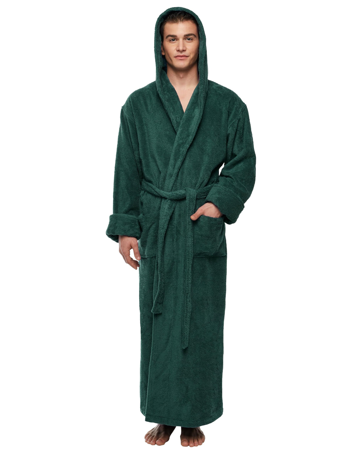 Arus Men's Hood'n Full Ankle Length Hooded Turkish Cotton Bathrobe
