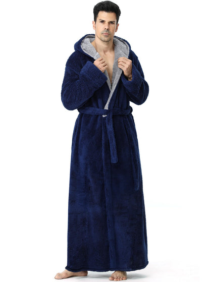 Artfasion Plush Mens Robe with Hooded: Fluffy Long Spa Bathrobe for House