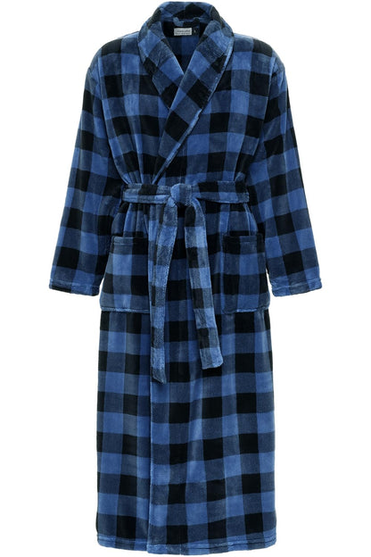 Men's Plush Fleece Robe, Warm Full Length Bathrobe, Big & Tall