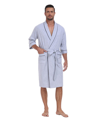 CF Men's 100% Cotton Robes Lightweight Bathrobe Soft Short Sleeve Bath Robe
