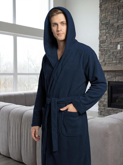 Andrew Scott Men's Hooded Plush Fleece Bathrobe | Ultra Soft Long Spa Robe | Ultimate Comfort & Warmth | Multi Packs Colors