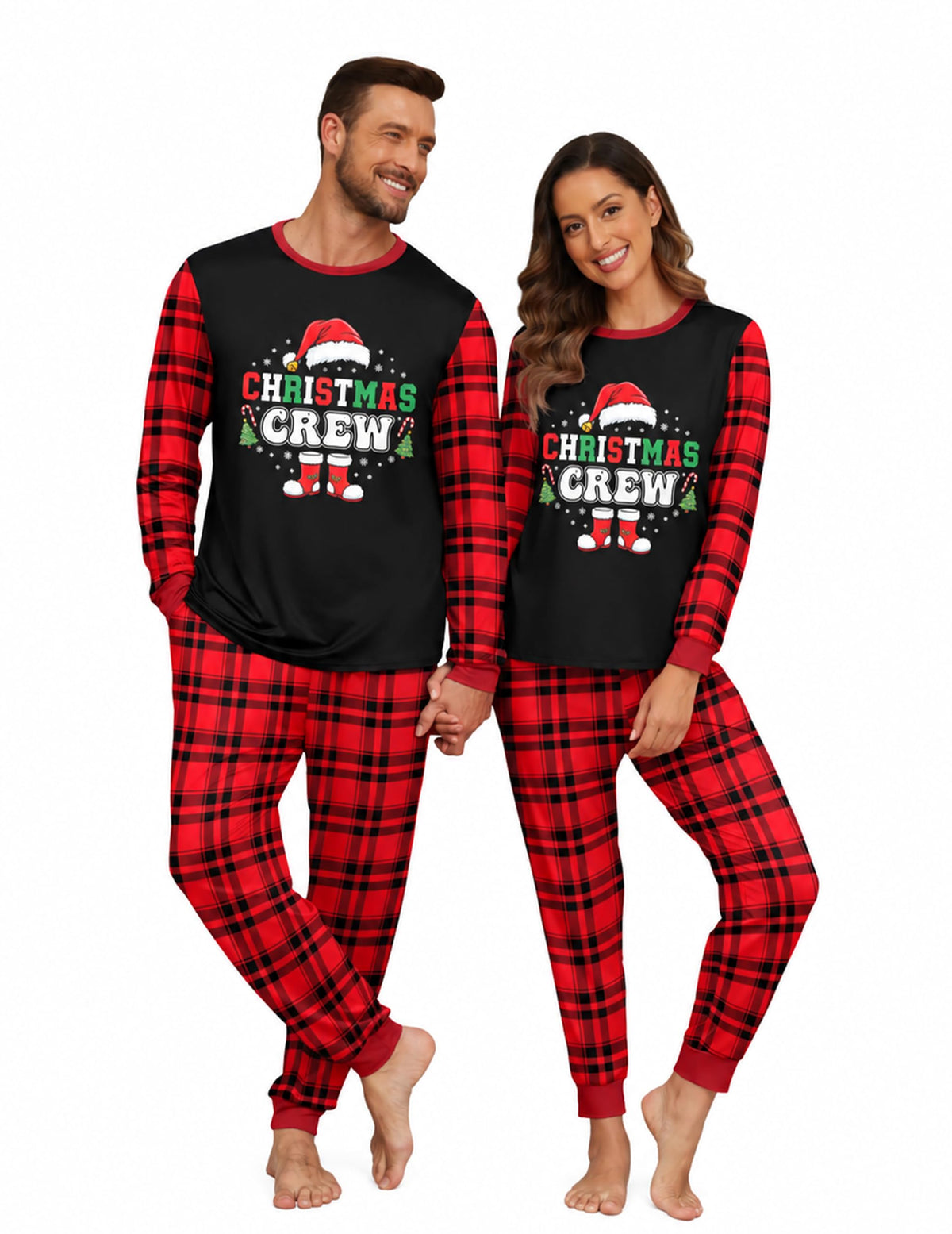 PrinStory Pajamas Set for Men & Women Long Sleeve Soft Sleepwear S-2XL
