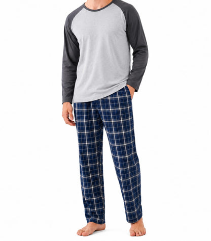 DAVID ARCHY Mens Pajama Set Long Sleeve PJs, Soft Lightweight Sleepwear with Pockets, Comfortable Loungewear for Sleeping