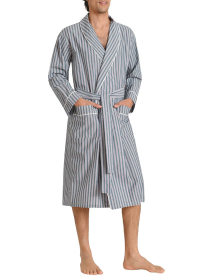 Latuza Men's Woven Cotton Robe Long Sleeves Bathrobe