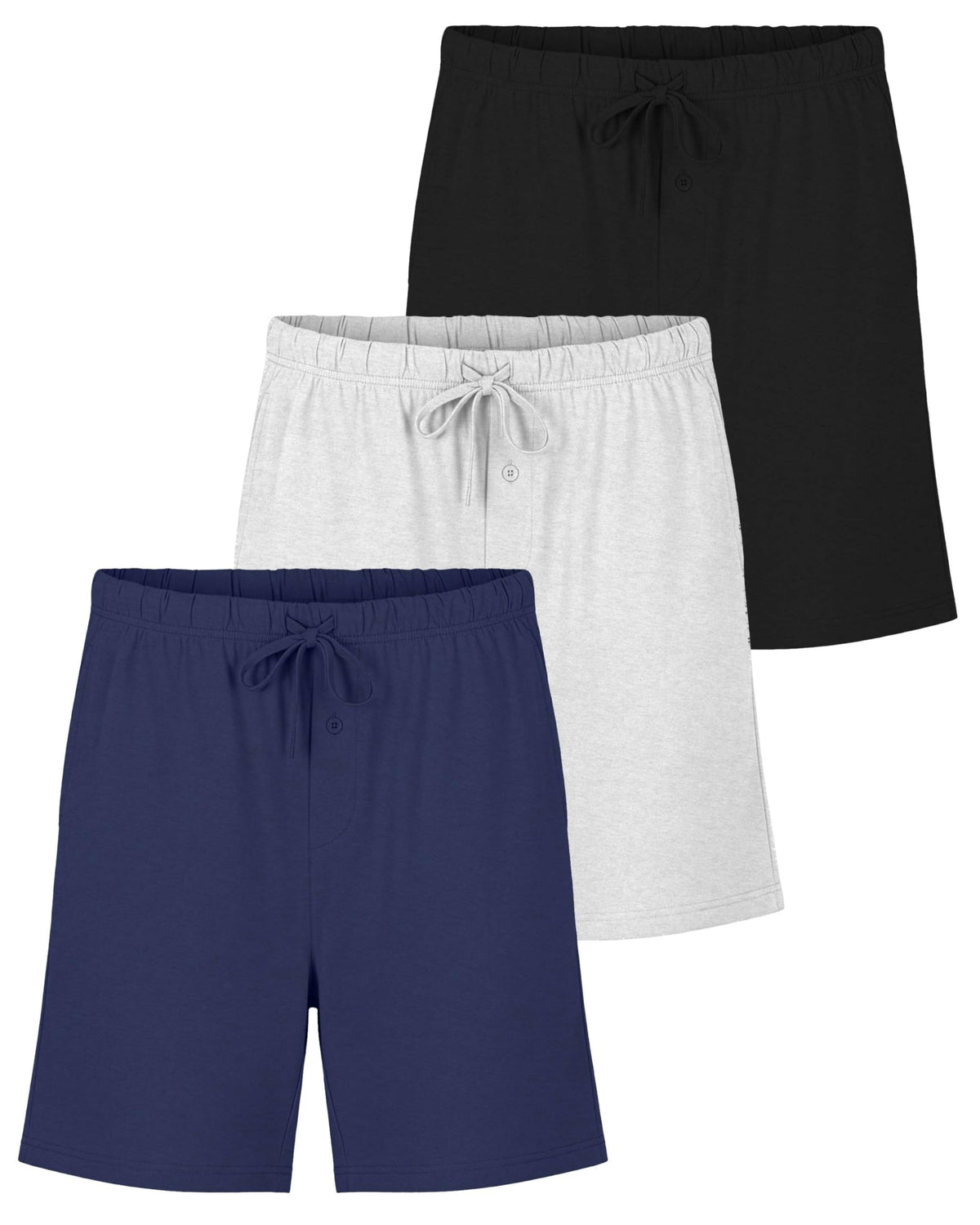 3 Pack Men's Pajama Shorts Sleep Lounge Cotton Sleepwear PJ Bottoms Pockets