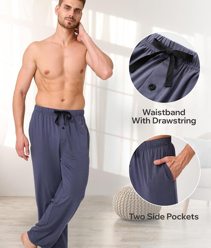 BAMBOO COOL Mens Pajama Bottoms Soft Comfy Sleepwear with Pockets
