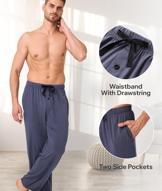 BAMBOO COOL Mens Pajama Bottoms Soft Comfy Sleepwear with Pockets