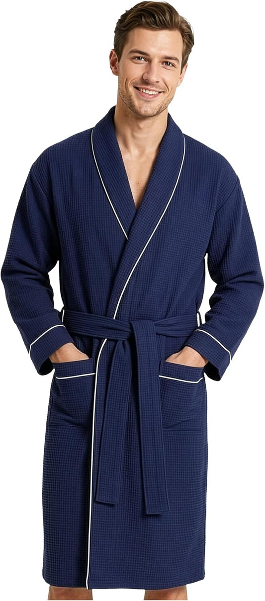 Get Trend Waffle Robes for Men M-3XL, Lightweight Soft Bathrobes, Cozy House Coat for Spa, Shower & Hotel