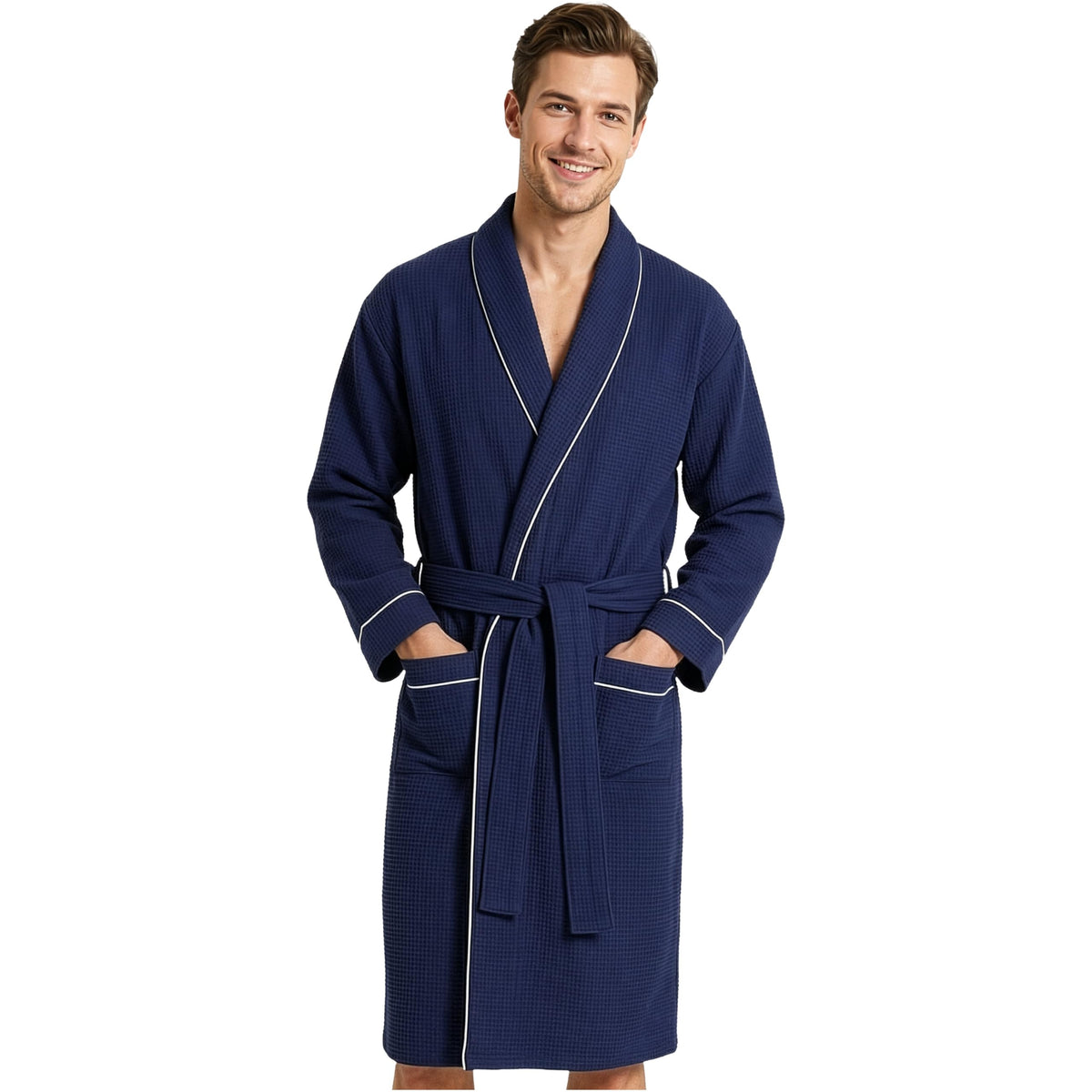 Get Trend Waffle Robes for Men M-3XL, Lightweight Soft Bathrobes, Cozy House Coat for Spa, Shower & Hotel