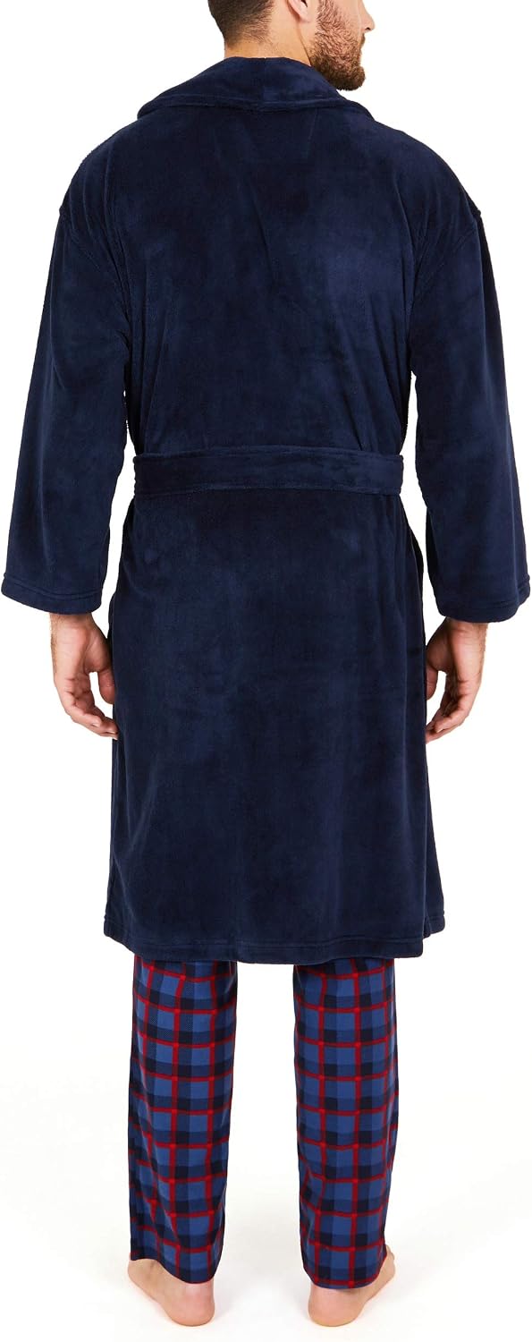 Nautica Men's Long Sleeve Cozy Soft Plush Shawl Collar Robe