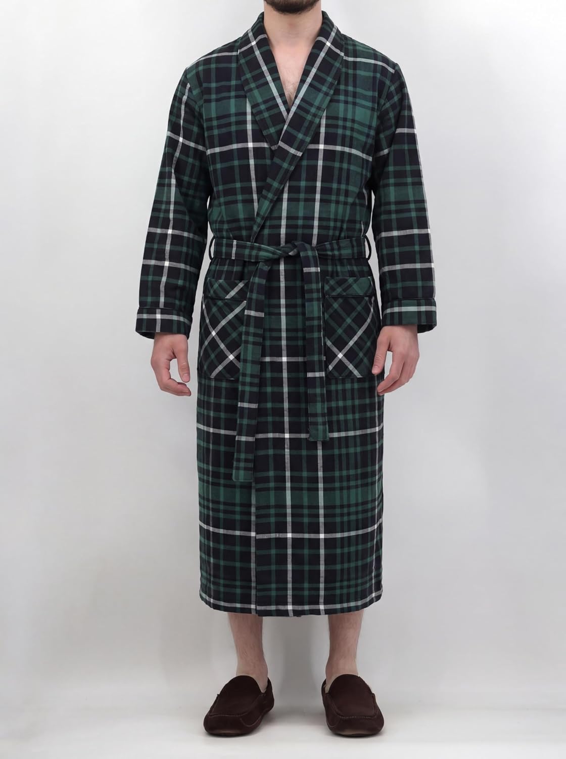 Andrew Scott Mens 2 Pack Long Sleep -Sauna Robe / 100% Cotton Flannel Brush Warm Bathrobe