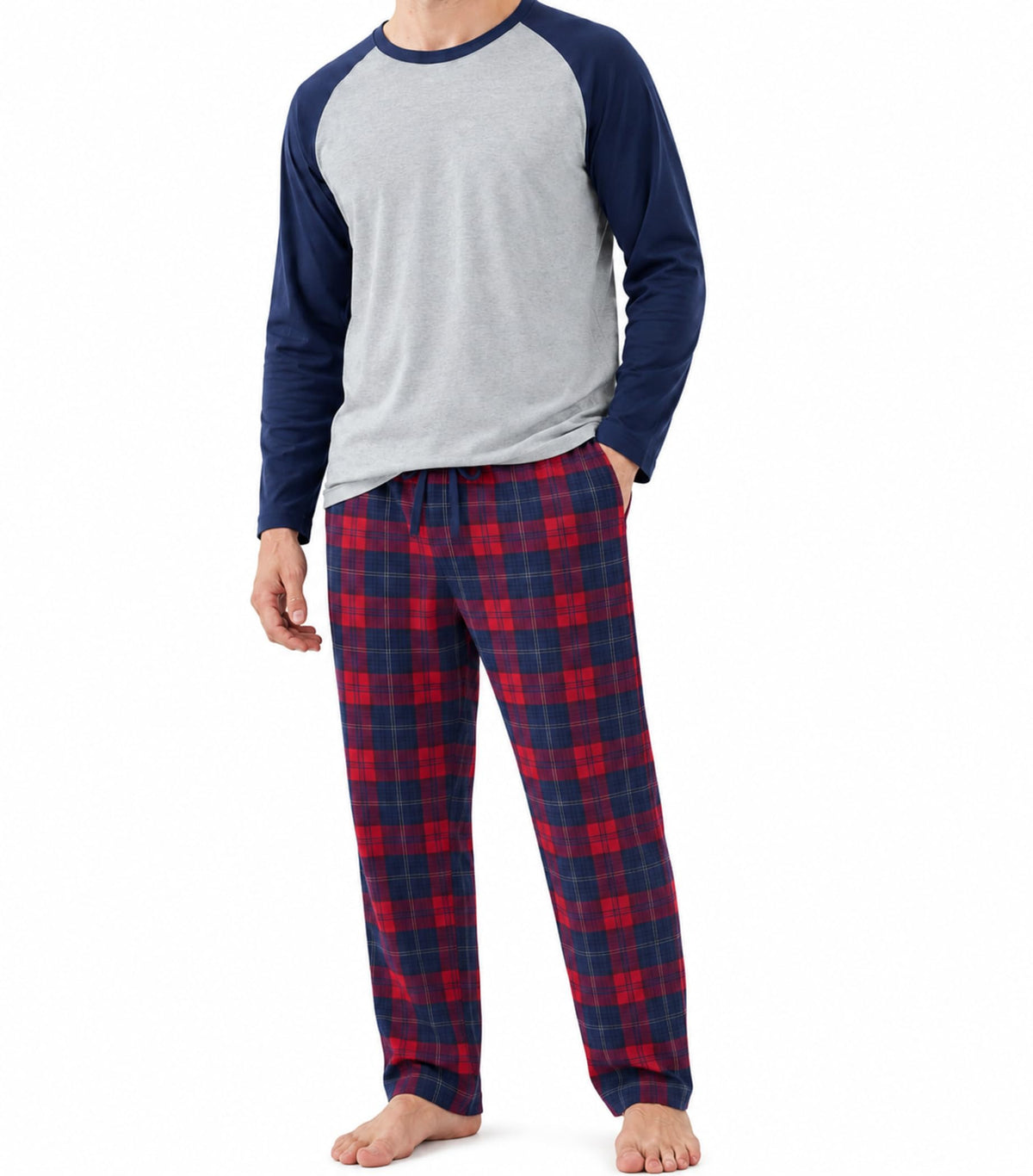 DAVID ARCHY Mens Pajama Set Long Sleeve PJs, Soft Lightweight Sleepwear with Pockets, Comfortable Loungewear for Sleeping