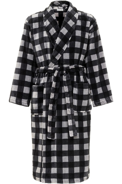 Men's Long Sleeve Lightweight Fleece Robe with Pockets, Bathrobe