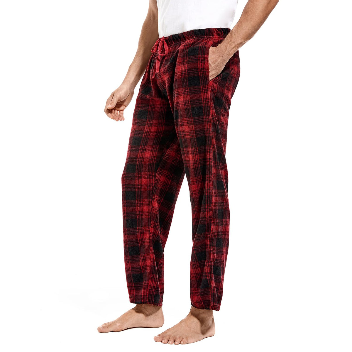 DG Hill 1Pack or 3Pack Mens PJ Pajama Pants Bottoms Fleece Lounge Pants Sleepwear Plaid PJs with Pockets Microfleece