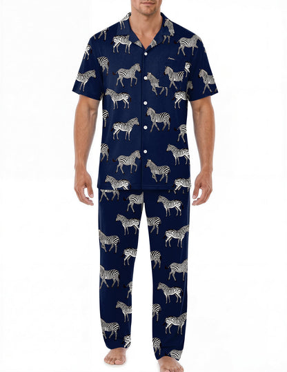 EKouear Mens Pajamas Set Button Down Short Sleeve Shirt Pjs with Long Pants