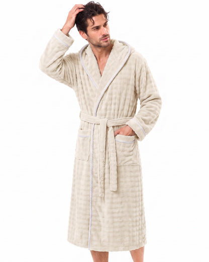 U2SKIIN Mens Robe Quick Dry Fleece Hooded Bathrobe for Men Spa Robe