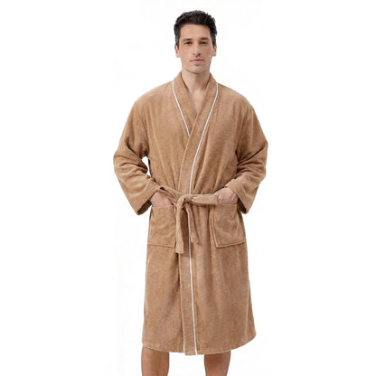 Inner Wish Men's Terry Cloth Bathrobe - Soft Absorbent Quick-Dry Spa Robe with Pockets, Lightweight Robe for Shower