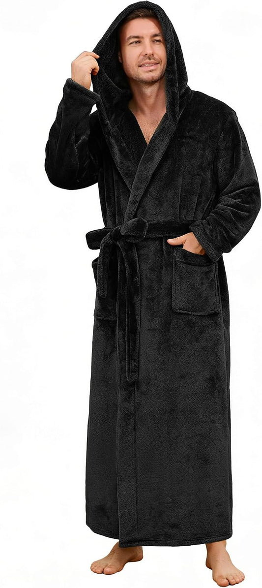U2SKIIN Mens Robe with Hood, Full Length Thick Plush Big & Tall Bathrobe