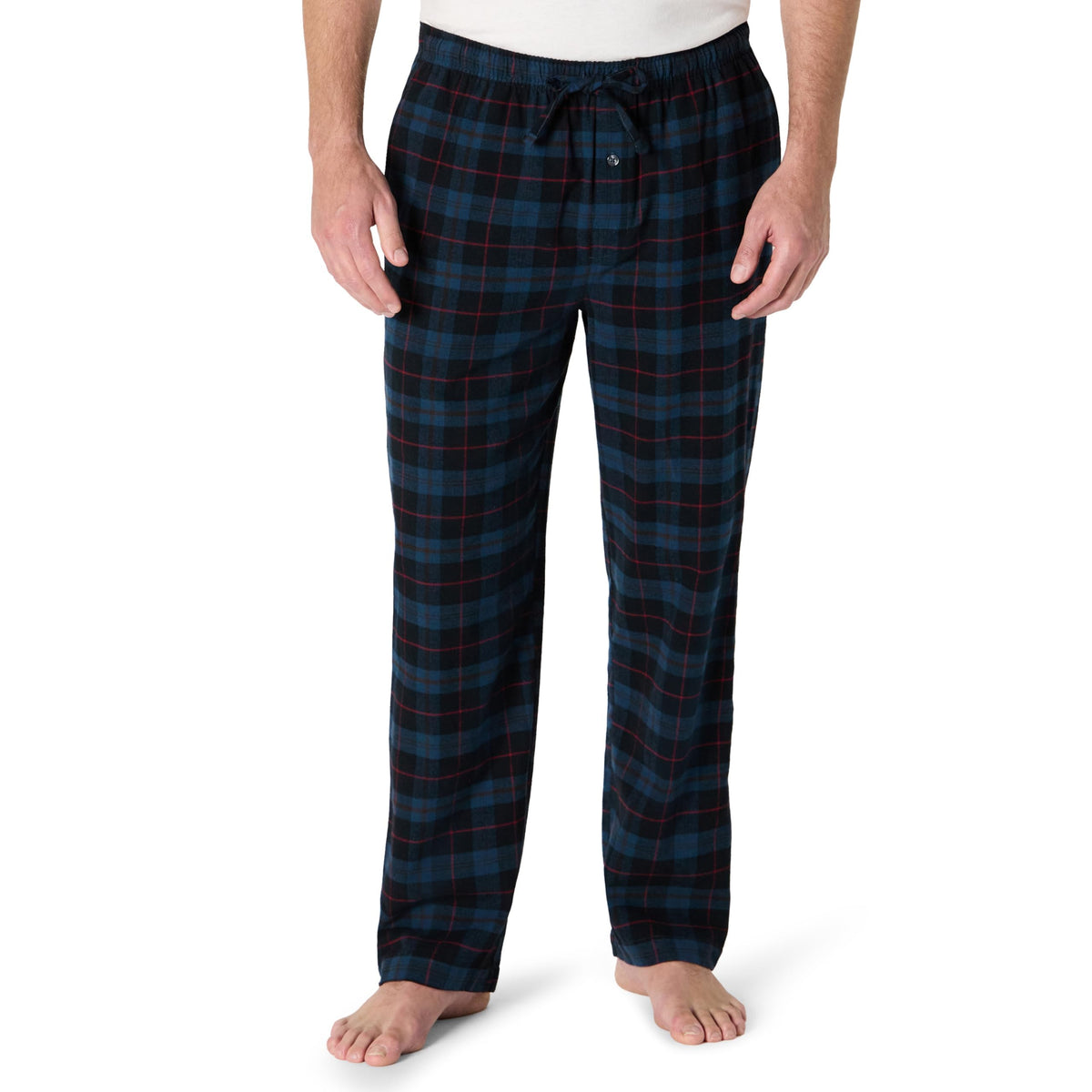 Amazon Essentials Men's 100% Cotton Flannel Sleep Pant, Relaxed Fit Lounge Pants with Elastic Waist and Drawstring