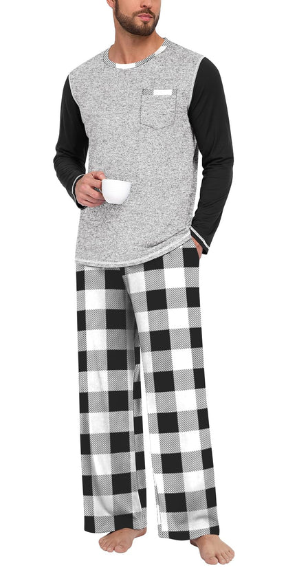 Aodemo Mens Pajamas Set 2 Piece Pjs Sleepwear Loungewear with Pocket
