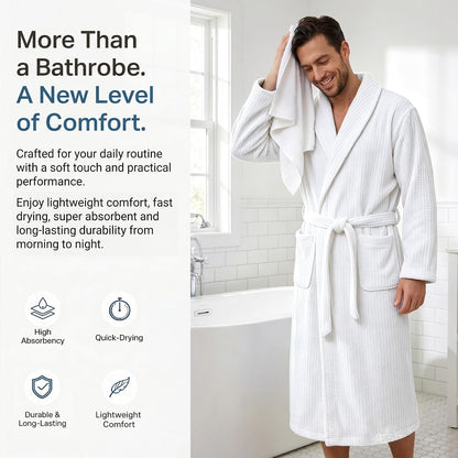 PJGGZ Men's Shawl Collar Bathrobe, Soft Long Towel Robe for Men - Super Absorbent Quick Dry yet Warm