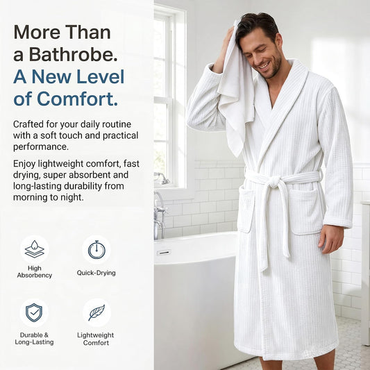 PJGGZ Men's Shawl Collar Bathrobe, Soft Long Towel Robe for Men - Super Absorbent Quick Dry yet Warm