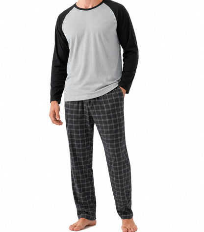DAVID ARCHY Mens Pajama Set Long Sleeve PJs, Soft Lightweight Sleepwear with Pockets, Comfortable Loungewear for Sleeping