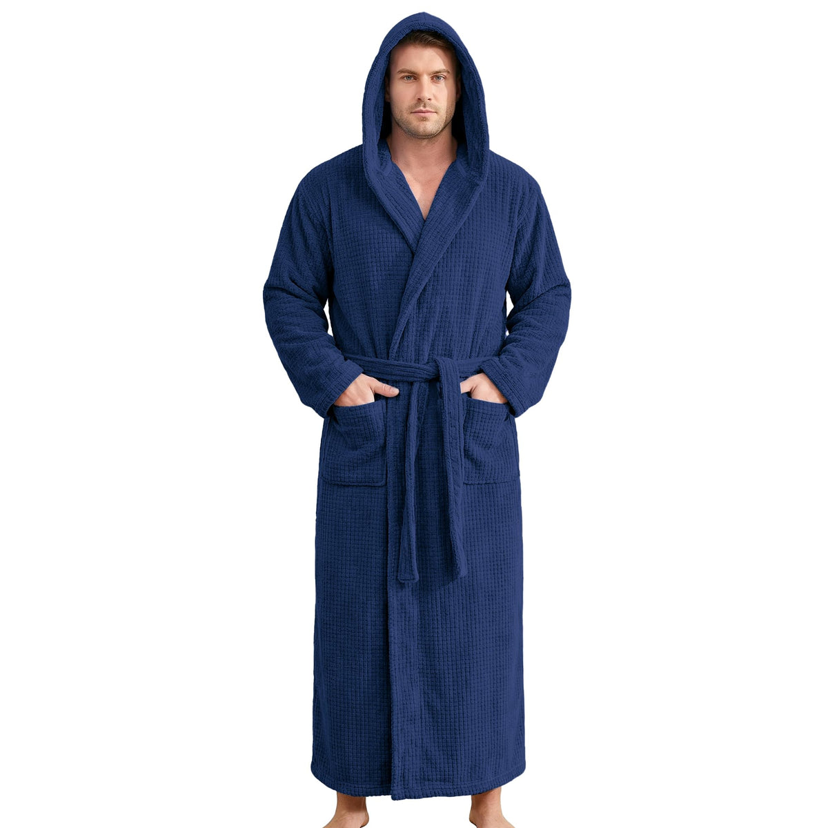 PJGGZ Bathrobes for Men Full Length - Soft Absorbent Long Towel Robes with Hood (Available for Big and Tall)