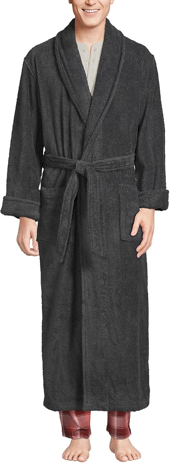 Lands' End Men's Full Length Turkish Cotton Terry Bathrobe